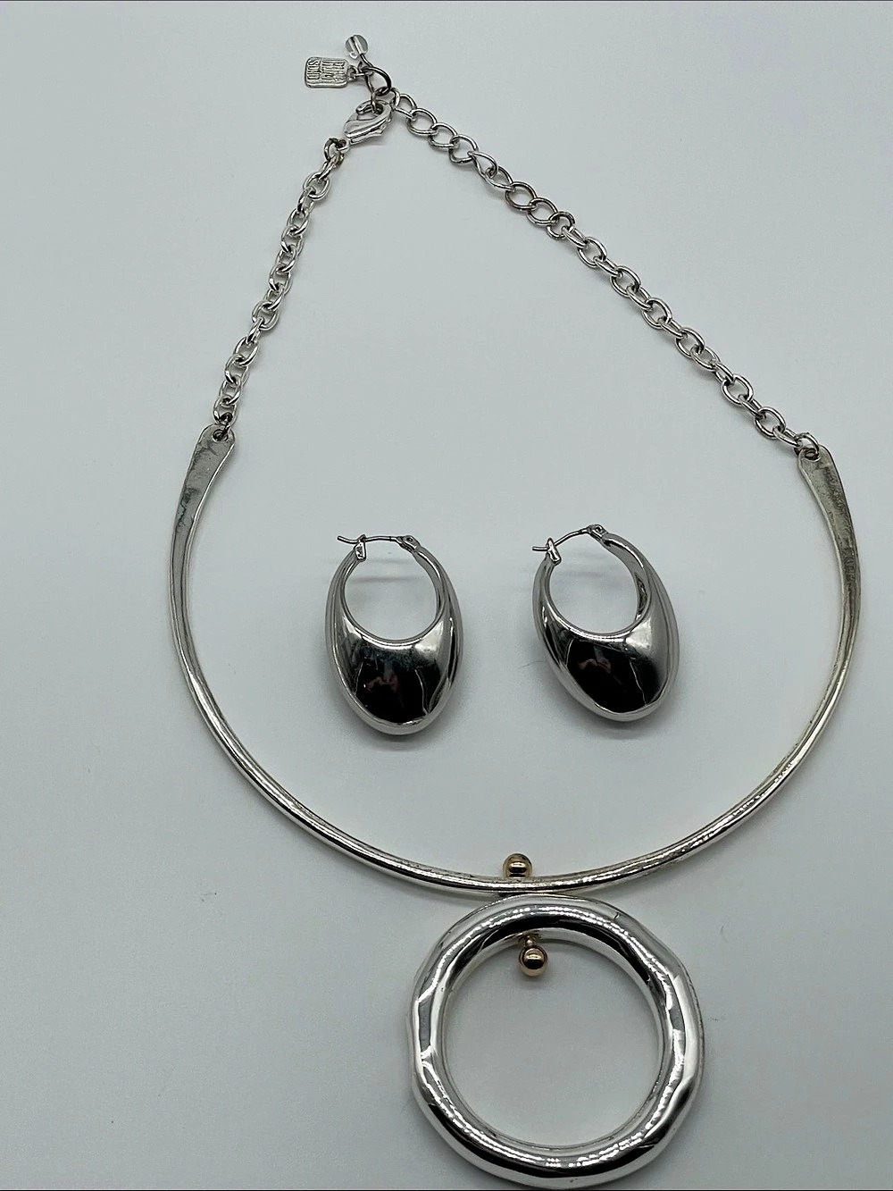 Robert Lee Morris Soho Two-Tone Wire-Wrapped Open Circle Collar Necklace and Ear
